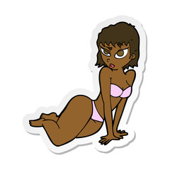 sticker of a cartoon sexy woman in underwear