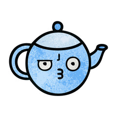 retro grunge texture cartoon tea pot