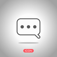 Simple text cloud. Linear, thin outline. Icon under spotlight. Gray background