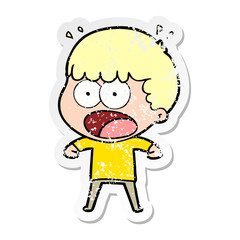 Fototapeta premium distressed sticker of a cartoon shocked man