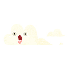 retro illustration style cartoon white cloud