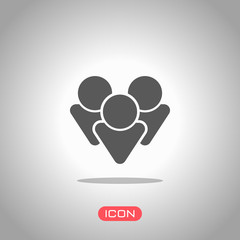 Team group icon. Icon under spotlight. Gray background