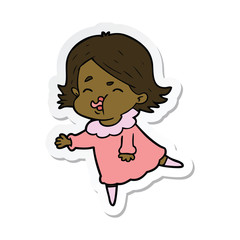 sticker of a cartoon girl pulling face