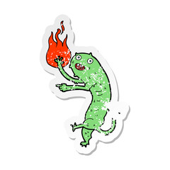 retro distressed sticker of a cartoon little imp