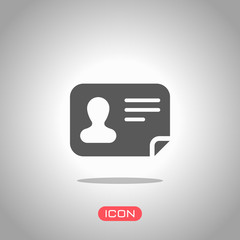 Identification card icon. ID profile. Icon under spotlight. Gray background