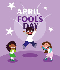 happy little girls april fools day card