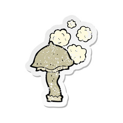 retro distressed sticker of a cartoon mushroom