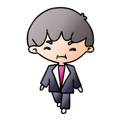 gradient cartoon kawaii cute businessman in suit