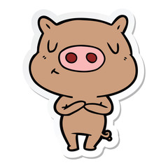 sticker of a cartoon content pig