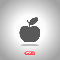 Simple apple icon. Icon under spotlight. Gray background