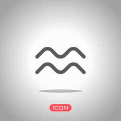 Astrological sign. Aquarius simple icon. Icon under spotlight. Gray background
