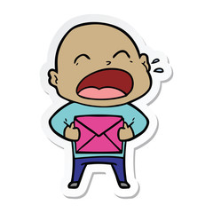 Obraz premium sticker of a cartoon shouting bald man