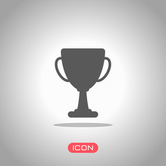 Silhouette of champions cup. Simple icon. Icon under spotlight. Gray background