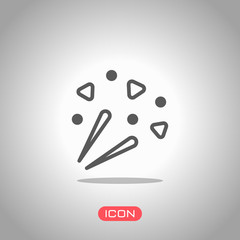 Fireworks with simple elements. Celebration icon. Icon under spotlight. Gray background