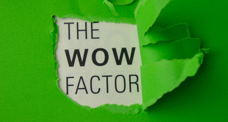Torn paper with text The wow factor. Motivational concept
