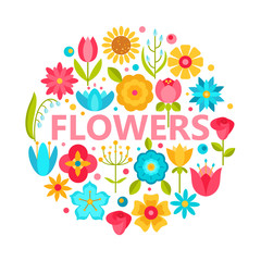 Flower icons with flat style vector design elements.