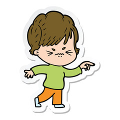 sticker of a cartoon frustrated woman