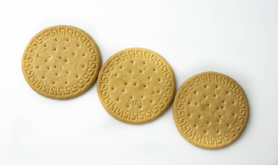 Rich Tea biscuit on white background.