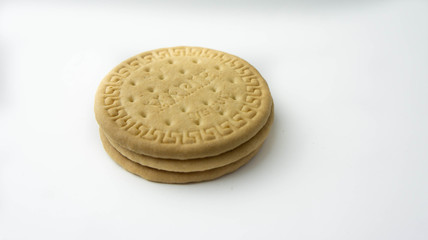 Rich Tea biscuit on white background.