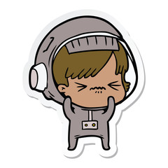 sticker of a cartoon astronaut woman