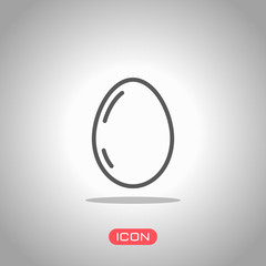 Simple egg with reflection, sign of easter, outline linear icon. Icon under spotlight. Gray background