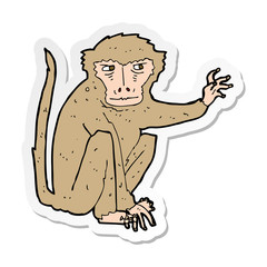 sticker of a cartoon evil monkey