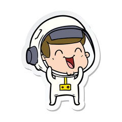 sticker of a happy cartoon astronaut