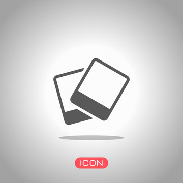Pair photos, image files, album of pictures, simple icon. Icon under spotlight. Gray background