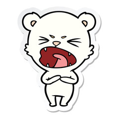 sticker of a angry cartoon polar bear