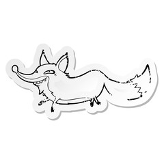 distressed sticker of a cartoon sly fox