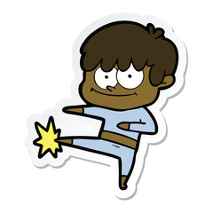 sticker of a happy cartoon man