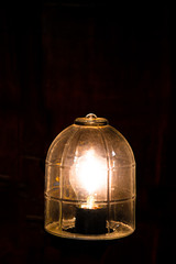 Very beautiful burning nostalgic lamp at night