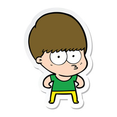 Obraz premium sticker of a curious cartoon boy