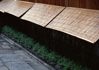 old and traditional Japanese continued bamboo wall background