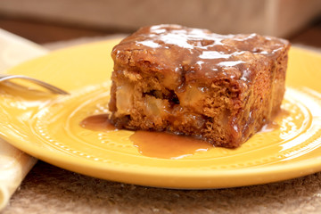 Baked Apple Pecan Cake  on a table setting