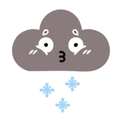 flat color retro cartoon storm snow cloud