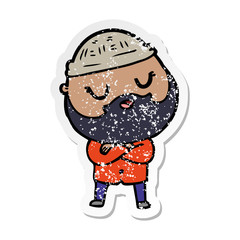 distressed sticker of a cartoon man with beard