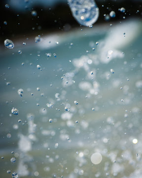 Wave crashing droplets water