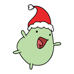 christmas cartoon of kawaii bean