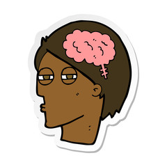 sticker of a cartoon man thinking carefully