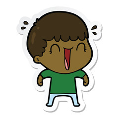 sticker of a laughing cartoon man