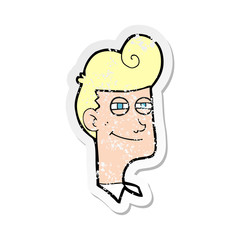 retro distressed sticker of a cartoon smiling man