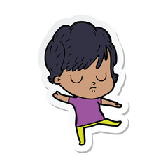 sticker of a cartoon woman