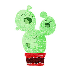 quirky retro illustration style cartoon cactus