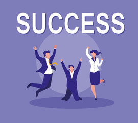 successful business people celebrating characters