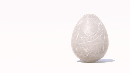 easter egg stone texture 3d rendering isolated on white background