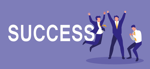 successful businessmen celebrating characters