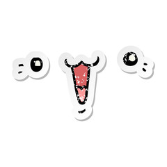 distressed sticker of a cute cartoon face