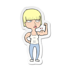 sticker of a cartoon gym woman