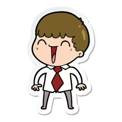 sticker of a cartoon happy man